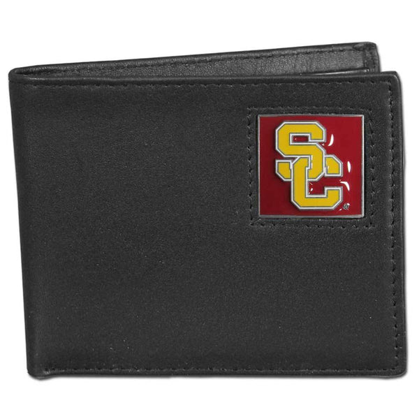 NCAA - USC Trojans Leather Bi-fold Wallet Packaged in Gift Box-Wallets & Checkbook Covers,Bi-fold Wallets,Gift Box Packaging,College Bi-fold Wallets-JadeMoghul Inc.