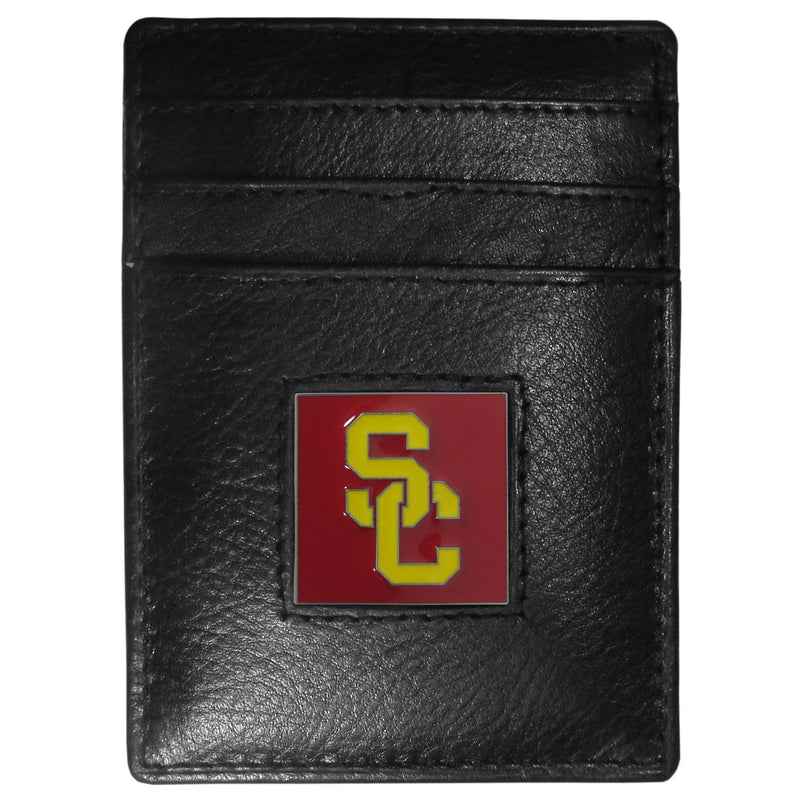 NCAA - USC Trojans Leather Money Clip/Cardholder Packaged in Gift Box-Wallets & Checkbook Covers,Money Clip/Cardholders,Gift Box Packaging,College Money Clip/Cardholders-JadeMoghul Inc.
