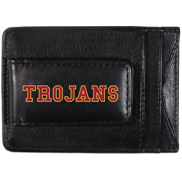 NCAA - USC Trojans Logo Leather Cash and Cardholder-Wallets & Checkbook Covers,College Wallets,USC Trojans Wallets-JadeMoghul Inc.