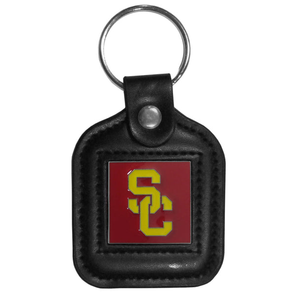 NCAA - USC Trojans Square Leatherette Key Chain-Key Chains,Leatherette Key Chains,College Leatherette Key Chains-JadeMoghul Inc.