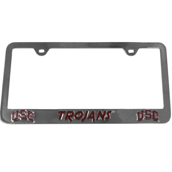 NCAA - USC Trojans Tag Frame-Automotive Accessories,Tag Frames,Chrome Tag Frames,College Chrome Tag Frames-JadeMoghul Inc.