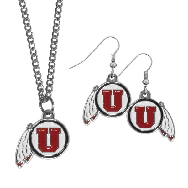 NCAA - Utah Utes Dangle Earrings and Chain Necklace Set-Jewelry & Accessories,Jewelry Sets,Dangle Earrings & Chain Necklace-JadeMoghul Inc.