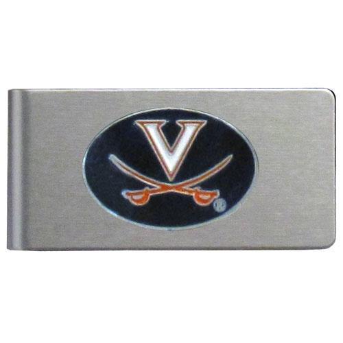 NCAA - Virginia Cavaliers Brushed Metal Money Clip-Wallets & Checkbook Covers,Money Clips,Brushed Money Clips,College Brushed Money Clips-JadeMoghul Inc.