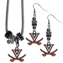 NCAA - Virginia Cavaliers Euro Bead Earrings and Necklace Set-Jewelry & Accessories,College Jewelry,Virginia Cavaliers Jewelry-JadeMoghul Inc.