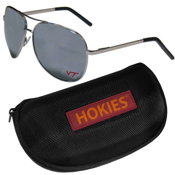 NCAA - Virginia Tech Hokies Aviator Sunglasses and Zippered Carrying Case-Sunglasses, Eyewear & Accessories,Sunglass & Accessory Sets,Aviator Sunglasses & Zippered Case,College Aviator Sunglasses Sunglasses & Zippered Case-JadeMoghul Inc.