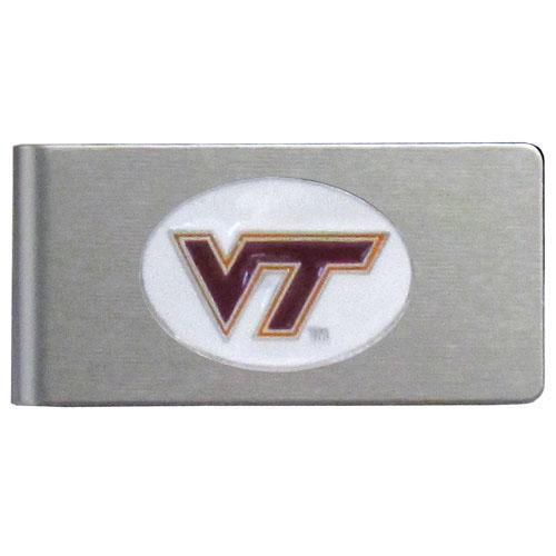 NCAA - Virginia Tech Hokies Brushed Metal Money Clip-Wallets & Checkbook Covers,Money Clips,Brushed Money Clips,College Brushed Money Clips-JadeMoghul Inc.