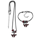 NCAA - Virginia Tech Hokies Euro Bead Necklace and Bracelet Set-Jewelry & Accessories,College Jewelry,Virginia Tech Hokies Jewelry-JadeMoghul Inc.