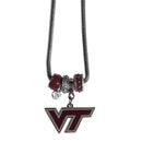 NCAA - Virginia Tech Hokies Euro Bead Necklace-Jewelry & Accessories,Necklaces,Euro Bead Necklaces,College Euro Bead Necklaces-JadeMoghul Inc.
