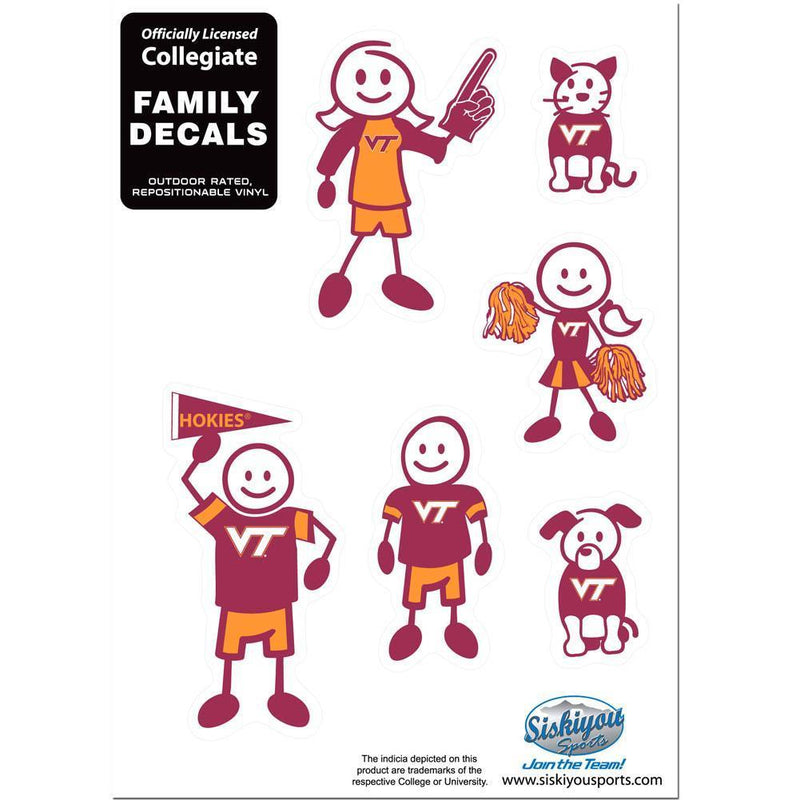 NCAA - Virginia Tech Hokies Family Decal Set Small-Automotive Accessories,Decals,Family Character Decals,Small Family Decals,College Small Family Decals-JadeMoghul Inc.