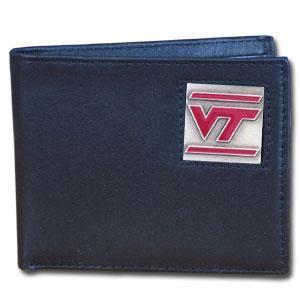 NCAA - Virginia Tech Hokies Leather Bi-fold Wallet Packaged in Gift Box-Wallets & Checkbook Covers,Bi-fold Wallets,Gift Box Packaging,College Bi-fold Wallets-JadeMoghul Inc.