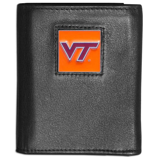 NCAA - Virginia Tech Hokies Leather Tri-fold Wallet-Wallets & Checkbook Covers,Tri-fold Wallets,Tri-fold Wallets,College Tri-fold Wallets-JadeMoghul Inc.