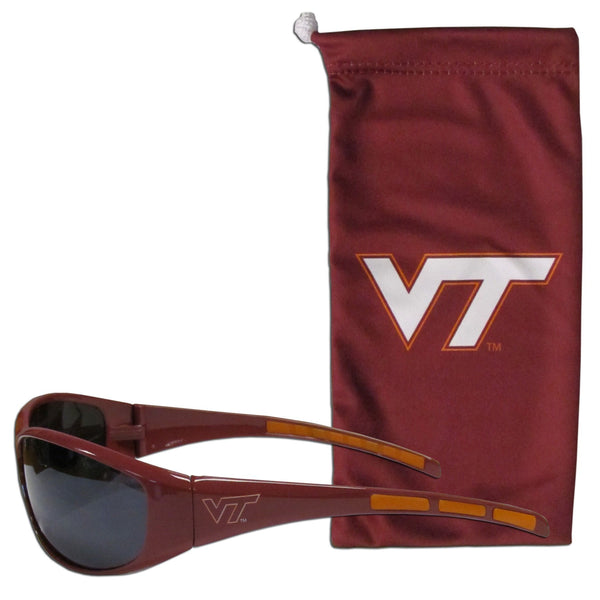 NCAA - Virginia Tech Hokies Sunglass and Bag Set-Sunglasses, Eyewear & Accessories,Sunglass and Accessory Sets,Sunglass and Bag Sets,College Sunglass and Bag Sets-JadeMoghul Inc.