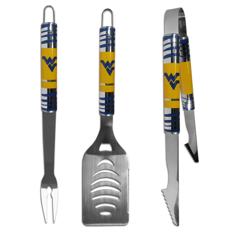 NCAA - W. Virginia Mountaineers 3 pc Tailgater BBQ Set-Tailgating & BBQ Accessories,BBQ Tools,3 pc Tailgater Tool Set,College 3 pc Tailgater Tool Set-JadeMoghul Inc.