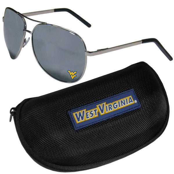 NCAA - W. Virginia Mountaineers Aviator Sunglasses and Zippered Carrying Case-Sunglasses, Eyewear & Accessories,Sunglass & Accessory Sets,Aviator Sunglasses & Zippered Case,College Aviator Sunglasses Sunglasses & Zippered Case-JadeMoghul Inc.