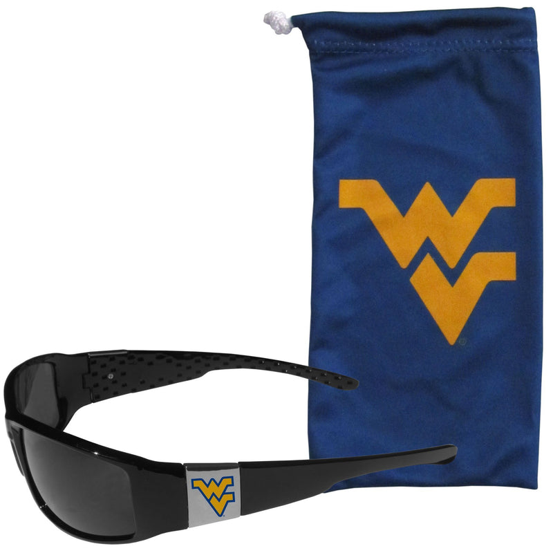 NCAA - W. Virginia Mountaineers Chrome Wrap Sunglasses and Bag-Sunglasses, Eyewear & Accessories,College Eyewear,W. Virginia Mountaineers Eyewear-JadeMoghul Inc.