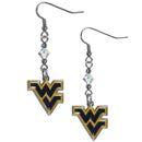 NCAA - W. Virginia Mountaineers Crystal Dangle Earrings-Jewelry & Accessories,Earrings,Crystal Dangle Earrings,College Crystal Earrings-JadeMoghul Inc.