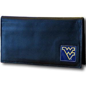 NCAA - W. Virginia Mountaineers Deluxe Leather Checkbook Cover-Wallets & Checkbook Covers,Checkbook Covers,Wallet Checkbook Covers,Window Box Packaging,College Wallet Checkbook Covers-JadeMoghul Inc.