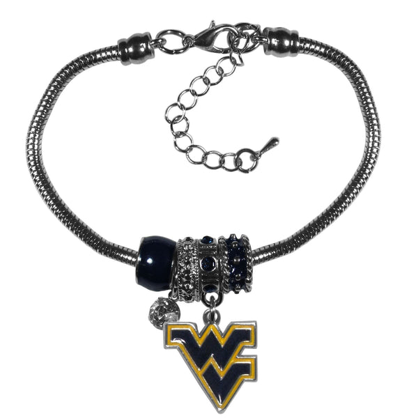 NCAA - W. Virginia Mountaineers Euro Bead Bracelet-Jewelry & Accessories,Bracelets,Euro Bead Bracelets,College Euro Bead Bracelets-JadeMoghul Inc.
