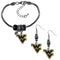 NCAA - W. Virginia Mountaineers Euro Bead Earrings and Bracelet Set-Jewelry & Accessories,College Jewelry,W. Virginia Mountaineers Jewelry-JadeMoghul Inc.