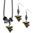 NCAA - W. Virginia Mountaineers Euro Bead Earrings and Necklace Set-Jewelry & Accessories,College Jewelry,W. Virginia Mountaineers Jewelry-JadeMoghul Inc.