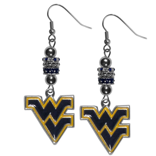NCAA - W. Virginia Mountaineers Euro Bead Earrings-Jewelry & Accessories,Earrings,Euro Bead Earrings,College Euro Bead Earrings-JadeMoghul Inc.