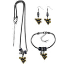 NCAA - W. Virginia Mountaineers Euro Bead Jewelry 3 piece Set-Jewelry & Accessories,College Jewelry,W. Virginia Mountaineers Jewelry-JadeMoghul Inc.