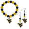 NCAA - W. Virginia Mountaineers Fan Bead Earrings and Bracelet Set-Jewelry & Accessories,Jewelry Sets,Fan Bead Earrings and Bracelet-JadeMoghul Inc.