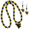 NCAA - W. Virginia Mountaineers Fan Bead Earrings and Necklace Set-Jewelry & Accessories,College Jewelry,W. Virginia Mountaineers Jewelry-JadeMoghul Inc.