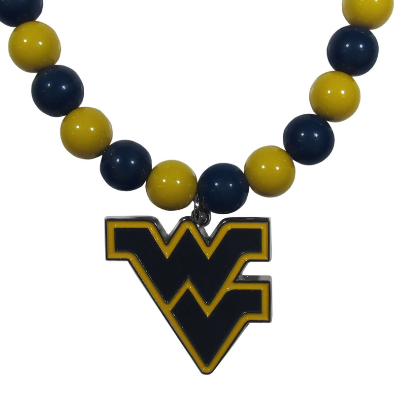 NCAA - W. Virginia Mountaineers Fan Bead Necklace-Jewelry & Accessories,Necklaces,Fan Bead Necklaces,College Fan Bead Necklaces-JadeMoghul Inc.