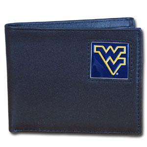 NCAA - W. Virginia Mountaineers Leather Bi-fold Wallet-Wallets & Checkbook Covers,Bi-fold Wallets,Window Box Packaging,College Bi-fold Wallets-JadeMoghul Inc.