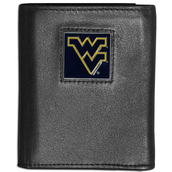 NCAA - W. Virginia Mountaineers Leather Tri-fold Wallet-Wallets & Checkbook Covers,Tri-fold Wallets,Tri-fold Wallets,College Tri-fold Wallets-JadeMoghul Inc.