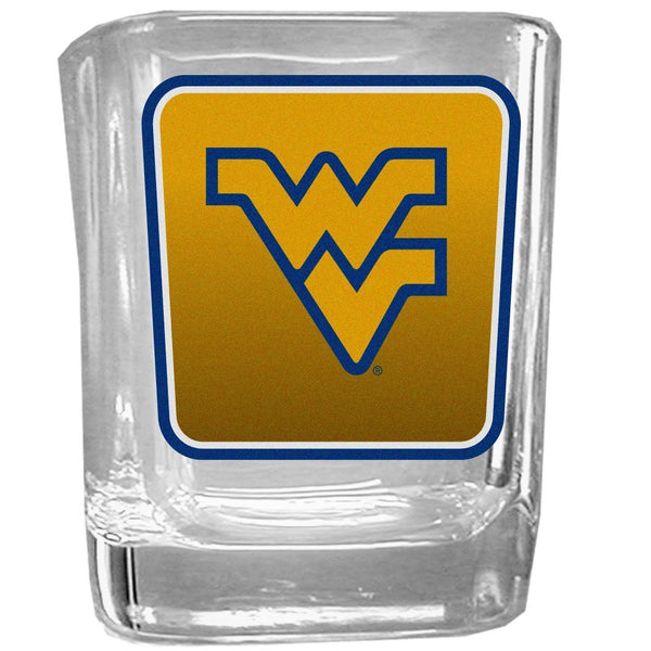 NCAA - W. Virginia Mountaineers Square Glass Shot Glass-Beverage Ware,Shot Glass,Graphic Shot Glass Set,College Graphic Shot Glass Set-JadeMoghul Inc.
