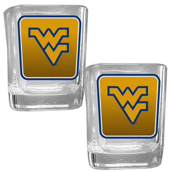 NCAA - W. Virginia Mountaineers Square Glass Shot Glass Set-Beverage Ware,Shot Glass,Graphic Shot Glass,College Graphic Shot Glass,-JadeMoghul Inc.