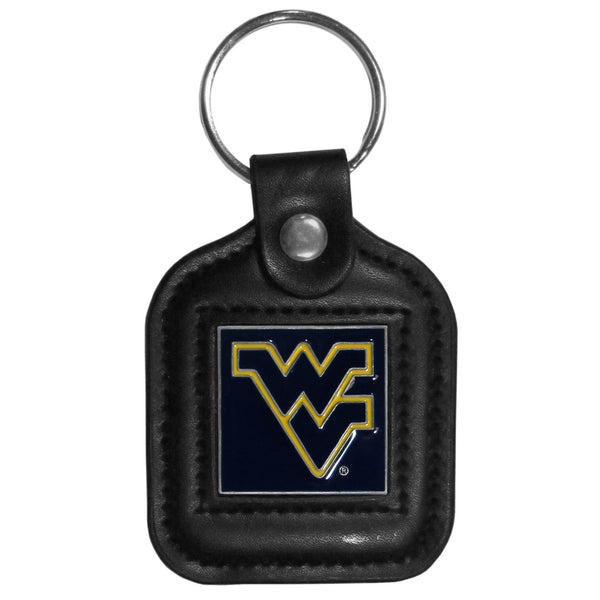 NCAA - W. Virginia Mountaineers Square Leatherette Key Chain-Key Chains,Leatherette Key Chains,College Leatherette Key Chains-JadeMoghul Inc.