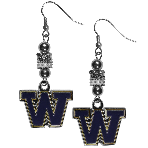 NCAA - Washington Huskies Euro Bead Earrings-Jewelry & Accessories,Earrings,Euro Bead Earrings,College Euro Bead Earrings-JadeMoghul Inc.