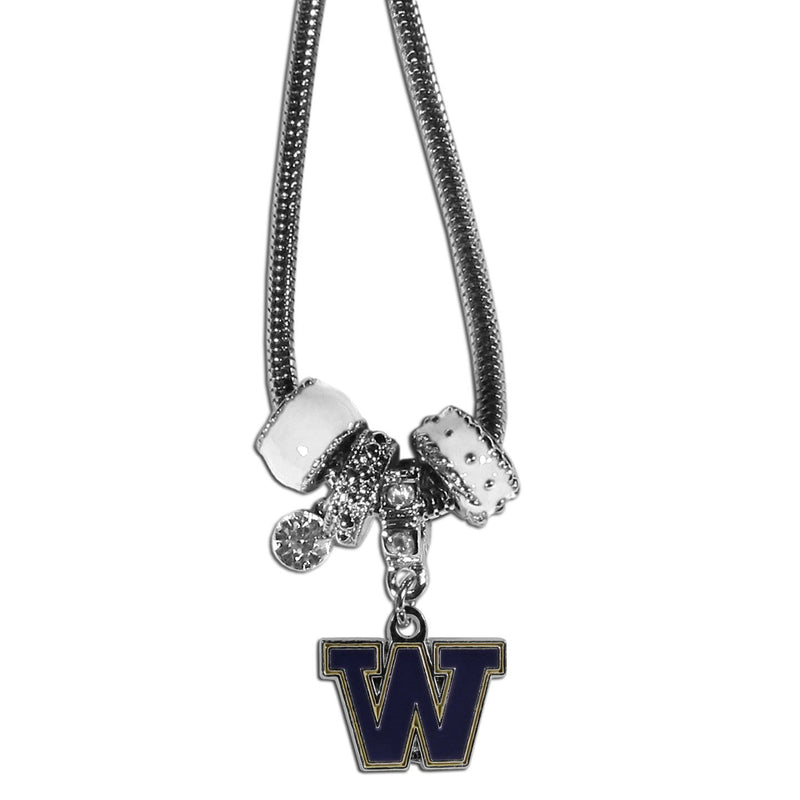NCAA - Washington Huskies Euro Bead Necklace-Jewelry & Accessories,Necklaces,Euro Bead Necklaces,College Euro Bead Necklaces-JadeMoghul Inc.