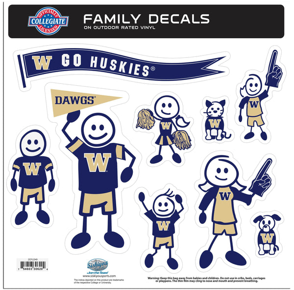 NCAA - Washington Huskies Family Decal Set Large-Automotive Accessories,Decals,Family Character Decals,Large Family Decals,College Large Family Decals-JadeMoghul Inc.