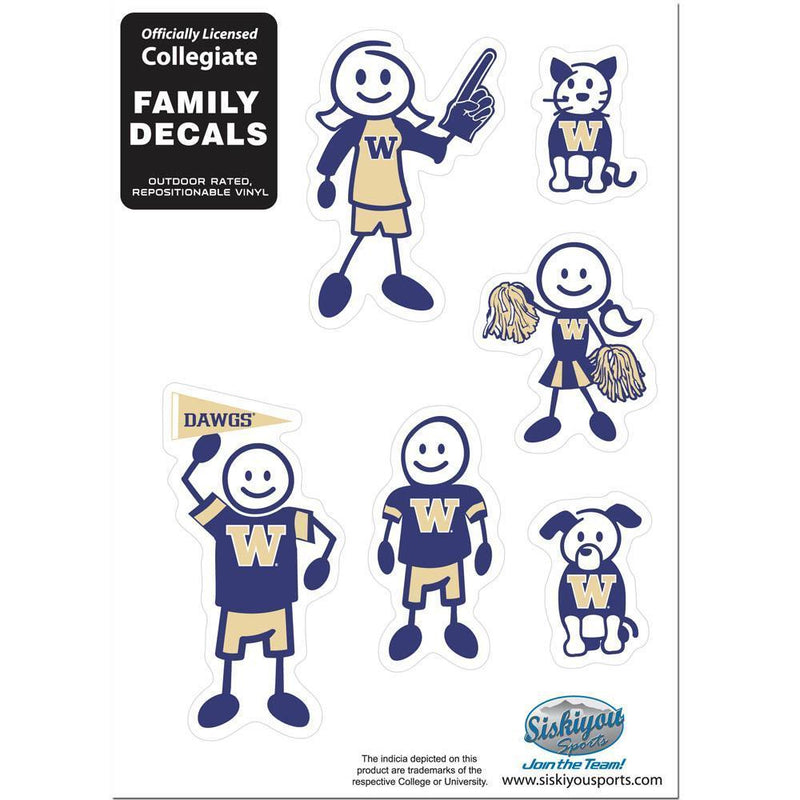 NCAA - Washington Huskies Family Decal Set Small-Automotive Accessories,Decals,Family Character Decals,Small Family Decals,College Small Family Decals-JadeMoghul Inc.