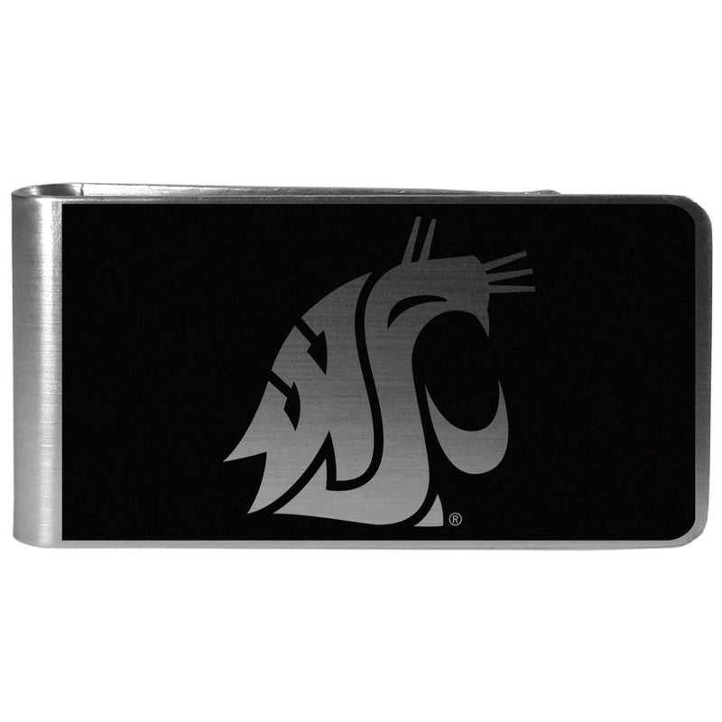 NCAA - Washington St. Cougars Black and Steel Money Clip-Wallets & Checkbook Covers,College Wallets,Washington St. Cougars Wallets-JadeMoghul Inc.