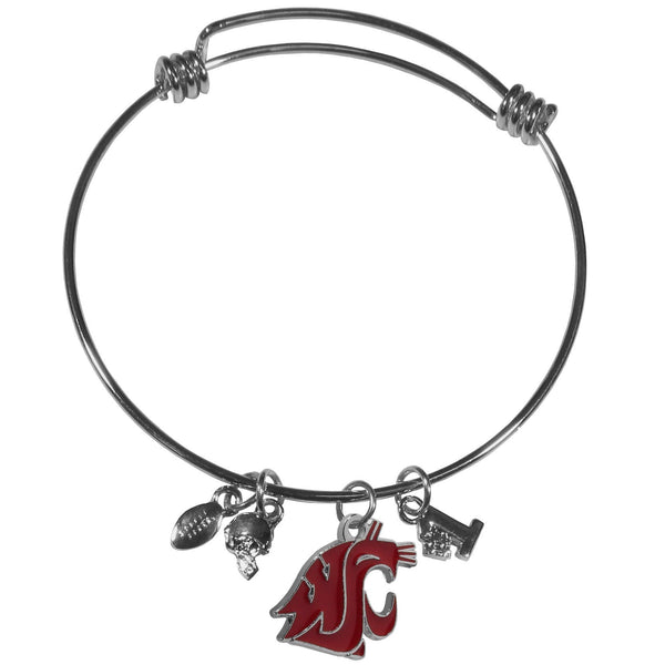 NCAA - Washington St. Cougars Charm Bangle Bracelet-Jewelry & Accessories,Bracelets,Charm Bangle Bracelets,College Charm Bangle Bracelets-JadeMoghul Inc.