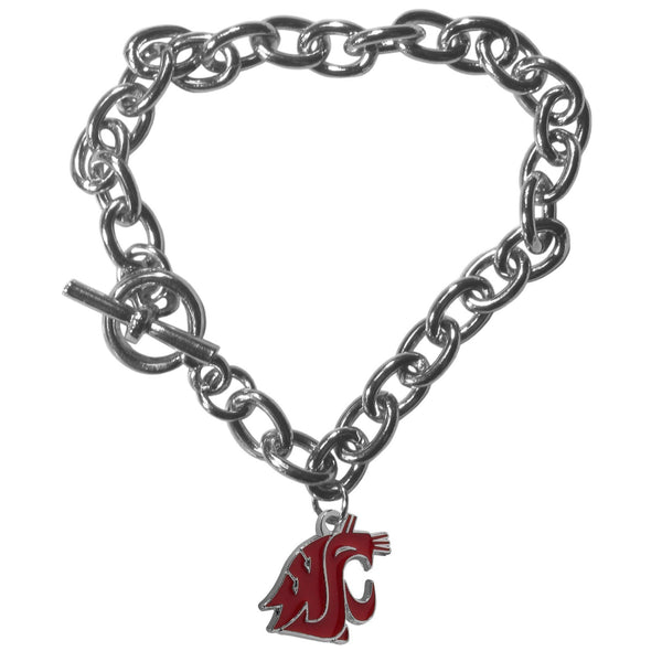 NCAA - Washington St. Cougars Charm Chain Bracelet-Jewelry & Accessories,Bracelets,Charm Chain Bracelets,College Charm Chain Bracelets-JadeMoghul Inc.