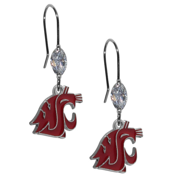 NCAA - Washington St. Cougars Crystal Dangle Earrings-Jewelry & Accessories,Earrings,Crystal Dangle Earrings,College Crystal Earrings-JadeMoghul Inc.