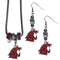 NCAA - Washington St. Cougars Euro Bead Earrings and Necklace Set-Jewelry & Accessories,College Jewelry,Washington St. Cougars Jewelry-JadeMoghul Inc.