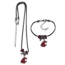 NCAA - Washington St. Cougars Euro Bead Necklace and Bracelet Set-Jewelry & Accessories,College Jewelry,Washington St. Cougars Jewelry-JadeMoghul Inc.