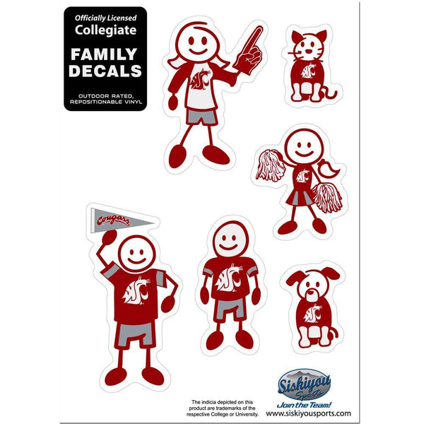 NCAA - Washington St. Cougars Family Decal Set Small-Automotive Accessories,Decals,Family Character Decals,Small Family Decals,College Small Family Decals-JadeMoghul Inc.