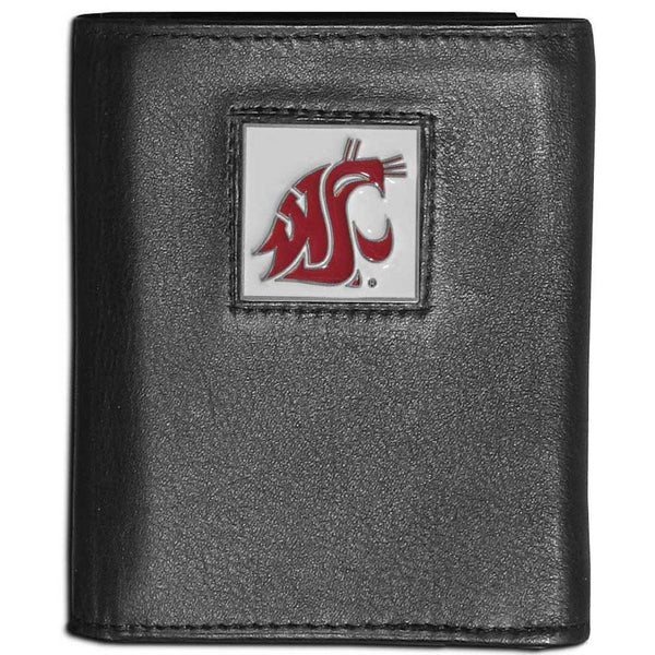 NCAA - Washington St. Cougars Leather Tri-fold Wallet-Wallets & Checkbook Covers,Tri-fold Wallets,Tri-fold Wallets,College Tri-fold Wallets-JadeMoghul Inc.