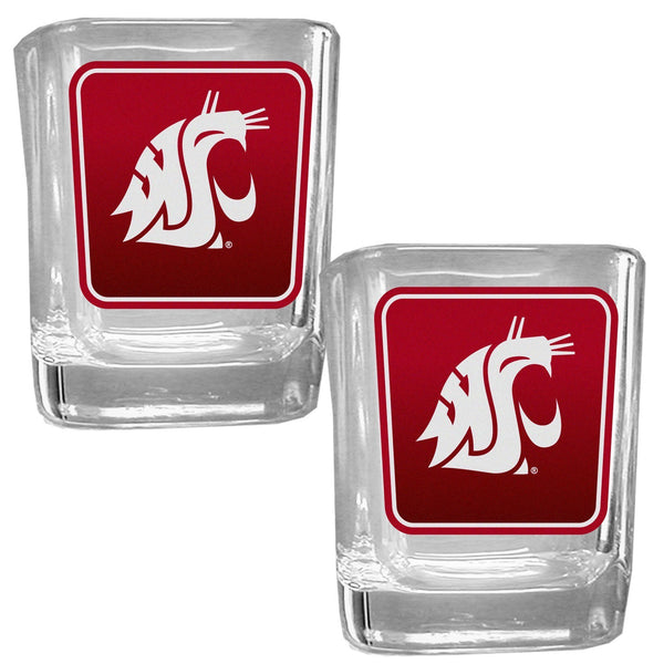 NCAA - Washington St. Cougars Square Glass Shot Glass Set-Beverage Ware,Shot Glass,Graphic Shot Glass,College Graphic Shot Glass,-JadeMoghul Inc.