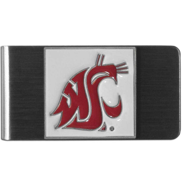 NCAA - Washington St. Cougars Steel Money Clip-Wallets & Checkbook Covers,Money Clips,Steel Money Clips,College Steel Money Clips-JadeMoghul Inc.