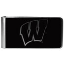 NCAA - Wisconsin Badgers Black and Steel Money Clip-Wallets & Checkbook Covers,College Wallets,Wisconsin Badgers Wallets-JadeMoghul Inc.