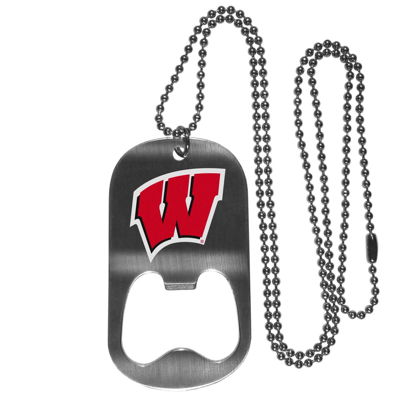 NCAA - Wisconsin Badgers Bottle Opener Tag Necklace-Jewelry & Accessories,College Jewelry,Wisconsin Badgers Jewelry-JadeMoghul Inc.